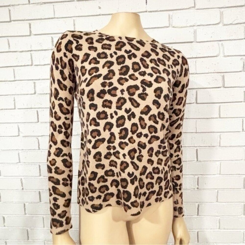 Cynthia Rowley Leopard Print Long Sleeve Knit Pullover Sweater Animal Print | XS